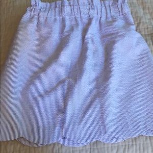 Seersucker scalloped hem skirt